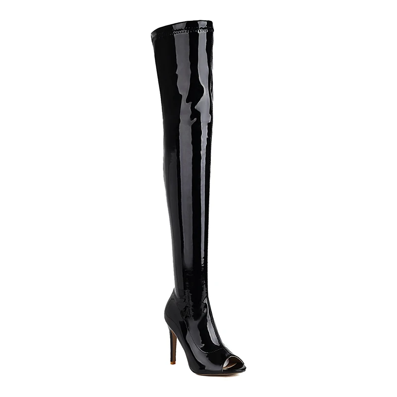 Summer Women's Boots Patent Open Toe Fish Mouth Thin High Heels Side Zipper Knee High Boots Solid Color Sexy Pole Dance Shoes
Summer Women's Boots Patent Open Toe Fish Mouth Thin High Heels Side Zipper Knee High Boots Solid Color Sexy Pole Dance Shoes
