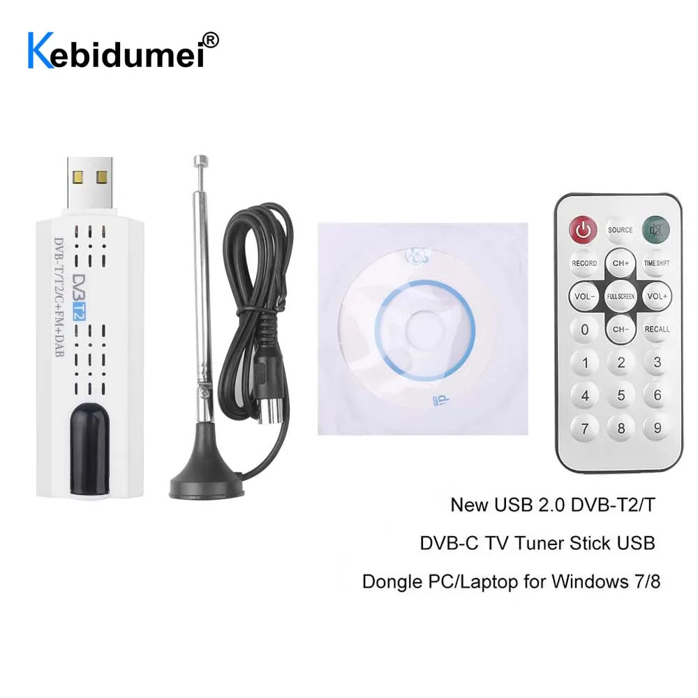 Цифровой спутниковый USB 2 0 DVB T2 ТВ-тюнер с антенной удаленного HD TV приемник для