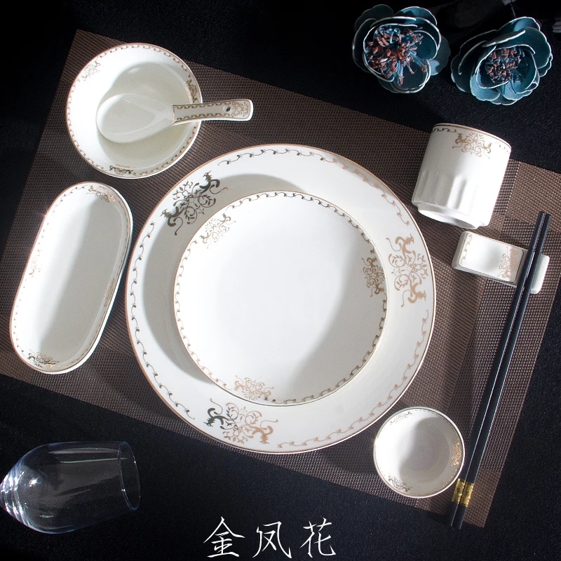 

Набор тарелок в китайском стиле, столовые роскошные керамические блюда для суши, десертные тарелки для стейка, кухонная посуда Vajilla DG50P
