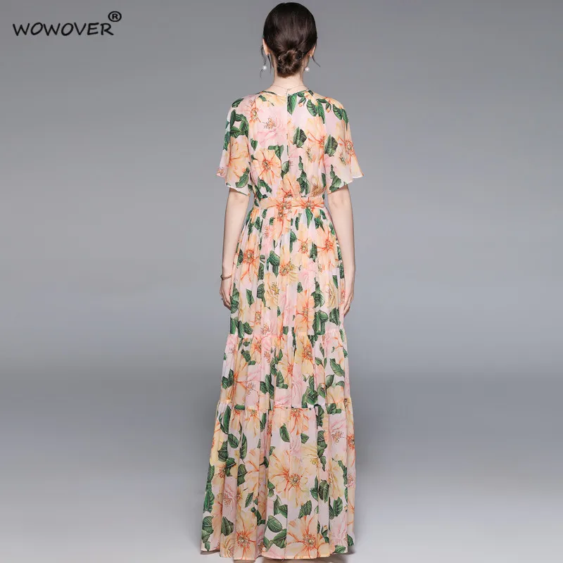 Bohemian Style Summer Runway Short Sleeve Floral Long Maxi Chiffon Dress Holiday Party Robe Women Designers Beach Vestidos XXL
Bohemian Style Summer Runway Short Sleeve Floral Long Maxi Chiffon Dress Holiday Party Robe Women Designers Beach Vestidos XXL
