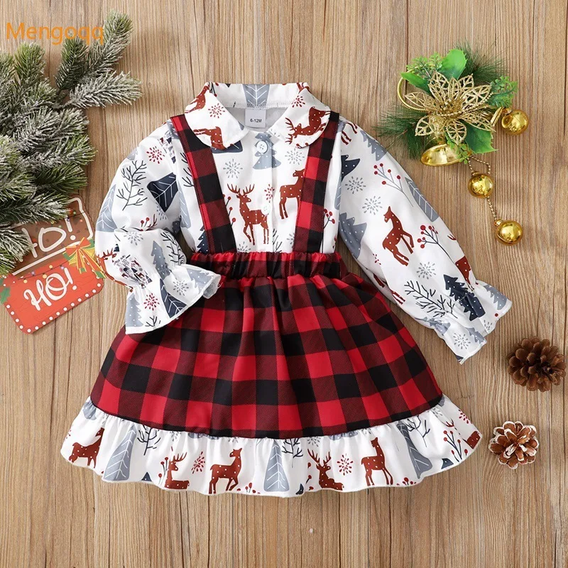 Toddler Kids Baby Girls Full Sleeve Print Top Shirts Plaid Patchwork Strap Dress Children Christmas Clothes Set 2pcs 6M-3Y
Toddler Kids Baby Girls Full Sleeve Print Top Shirts Plaid Patchwork Strap Dress Children Christmas Clothes Set 2pcs 6M-3Y