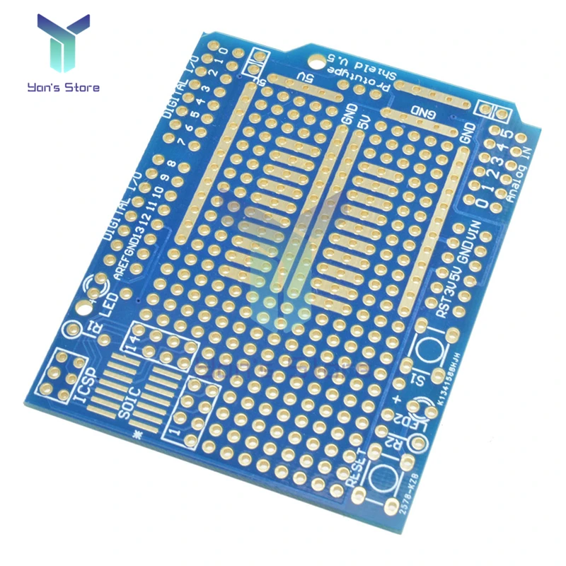 diymore Prototype PCB Board for Arduino R3 FR-4 Fiber 2mm 2.54mm Pitch Prototype Shield V.5
diymore Prototype PCB Board for Arduino R3 FR-4 Fiber 2mm 2.54mm Pitch Prototype Shield V.5