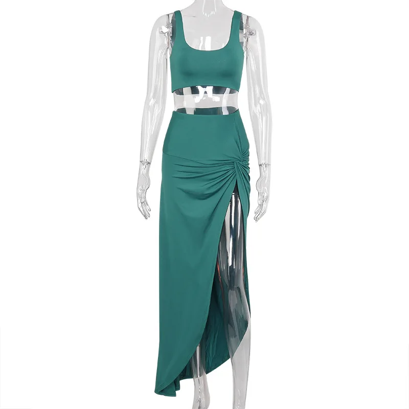 Sexy Party 2 Piece Set Women 2020 Plus Size Crop Top Twist Side Split Long Skirts Matching Sets Club Two Piece Outfits
Sexy Party 2 Piece Set Women 2020 Plus Size Crop Top Twist Side Split Long Skirts Matching Sets Club Two Piece Outfits