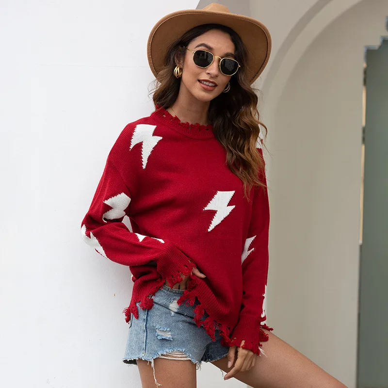 Ripped Tassel Sweater Women 2021 Fall/winter New Round Neck Long Sleeve Ripped Commuter Knitted Pullover Top
Ripped Tassel Sweater Women 2021 Fall/winter New Round Neck Long Sleeve Ripped Commuter Knitted Pullover Top