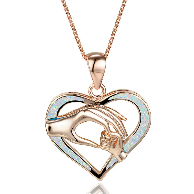 Vintage Silver Color Rose Gold Chain Necklace Hand in Hand Love Heart Pendant Necklace White Blue Opal Mom Necklaces For Women
Vintage Silver Color Rose Gold Chain Necklace Hand in Hand Love Heart Pendant Necklace White Blue Opal Mom Necklaces For Women
