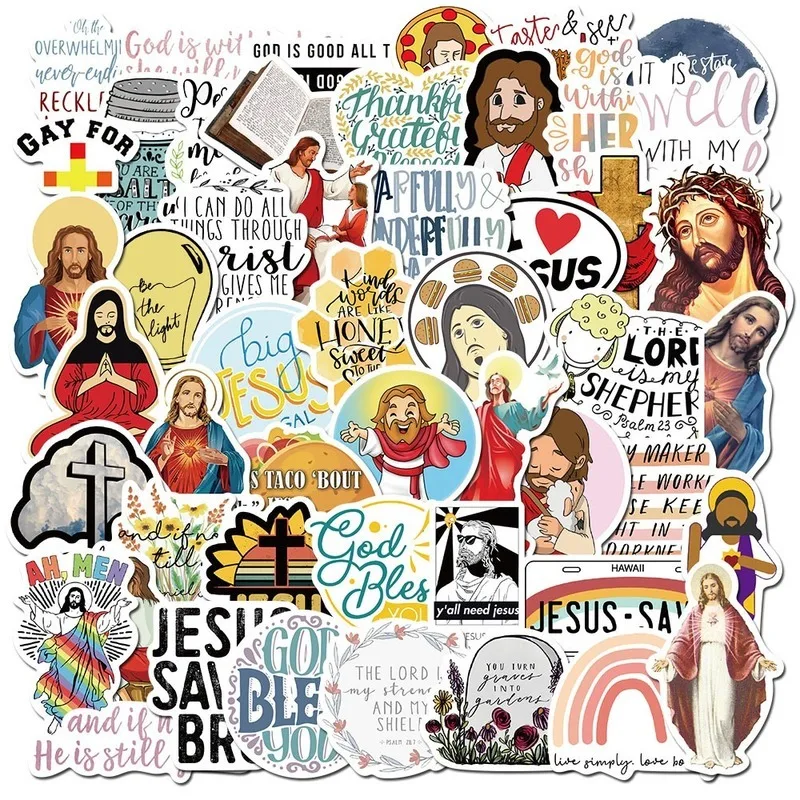 50pcs New Jesus Christian Cartoon Graffiti Stickers Toy Suitcase Guitar Motorcycle Notebook DIY Helmet Waterproof Stickers
50pcs New Jesus Christian Cartoon Graffiti Stickers Toy Suitcase Guitar Motorcycle Notebook DIY Helmet Waterproof Stickers