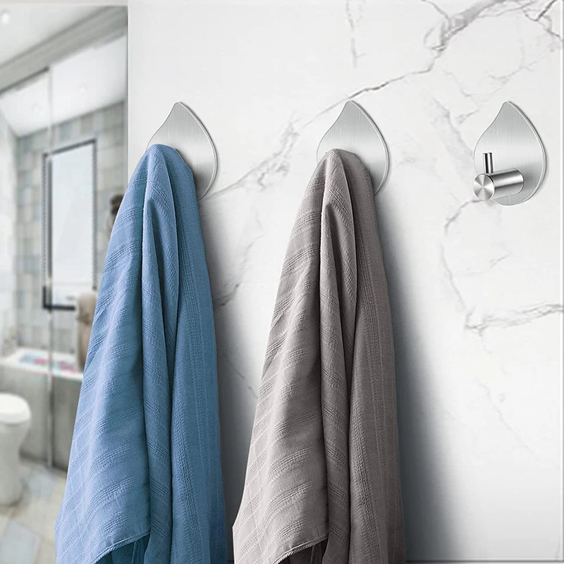 HGHO Adhesive Hooks Wall Hooks Bathroom Waterproof Stainless Steel Towel Hooks for Coat Hat Robe Waterdrop Silver 5 Packs
HGHO Adhesive Hooks Wall Hooks Bathroom Waterproof Stainless Steel Towel Hooks for Coat Hat Robe Waterdrop Silver 5 Packs