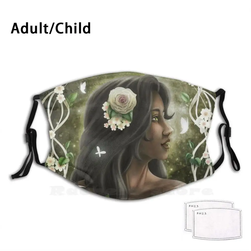 

Eva Adult Kids Anti Dust Filter Diy Mask Fleurs Roses Végétal Portrait Vert Nature