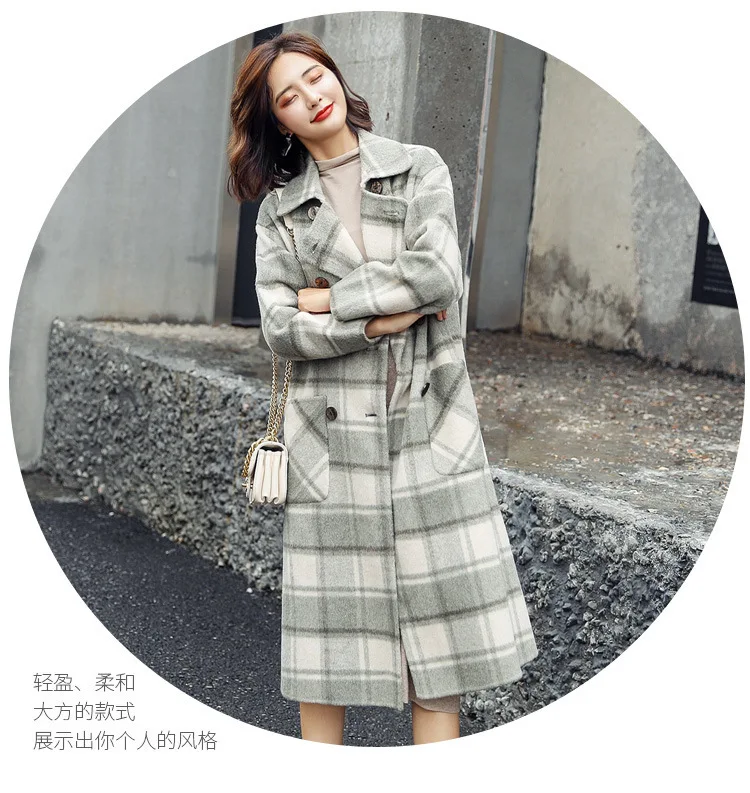 Wool Coat and Jacket Turn-down Collar Pockets Women Clothes Sweet Plaid Long Coat for Women Wide-waisted
Wool Coat and Jacket Turn-down Collar Pockets Women Clothes Sweet Plaid Long Coat for Women Wide-waisted
