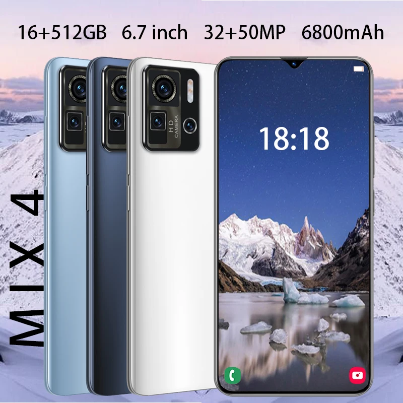 

Смартфон MIX4, 6,7 дюйма, 10 ядер, 6800 мАч, двойная карта, 50 МП, 16 ГБ, 512 ГБ, HD, Android 11, сотовый телефон 4G