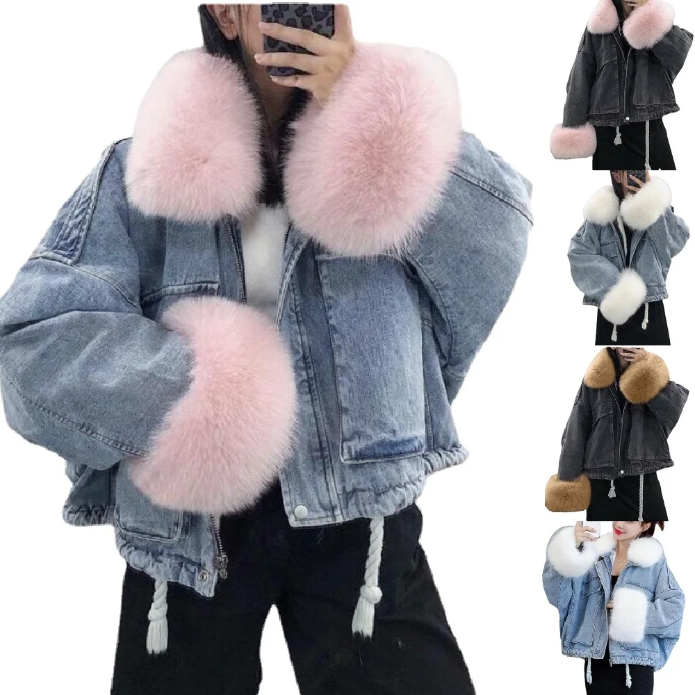 Джинсовые пальто для женщин, зимние теплые ранние куртки, искусственный меховой воротник, свободная верхняя одежда, пальто
Джинсовые пальто для женщин, зимние теплые ранние куртки, искусственный меховой воротник, свободная верхняя одежда, пальто
