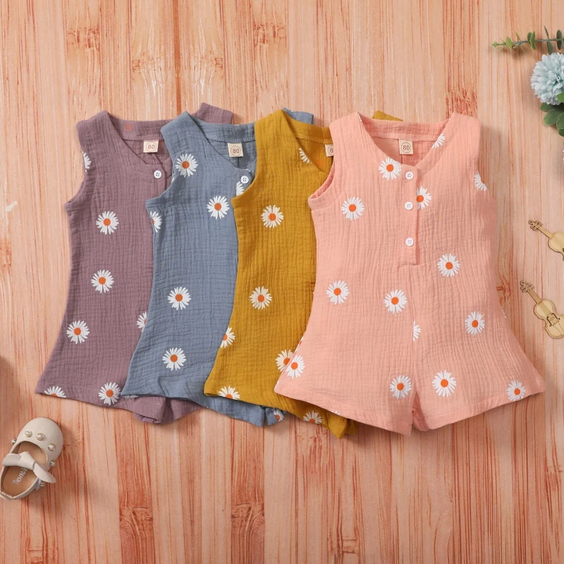 Infant Summer Baby Girl Floral Jumpsuit Toddler Romper Summer Sleeveless Outfits Cotton soft Clothes Rompers for 0-24M baby 
Infant Summer Baby Girl Floral Jumpsuit Toddler Romper Summer Sleeveless Outfits Cotton soft Clothes Rompers for 0-24M baby