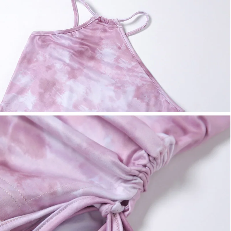 One Shoulder Spaghetti Strap Tie Dye Sexy Backless Mini Dress Women Fashion Elegent Print Hip Draw String Split Bodycon Dresses
One Shoulder Spaghetti Strap Tie Dye Sexy Backless Mini Dress Women Fashion Elegent Print Hip Draw String Split Bodycon Dresses