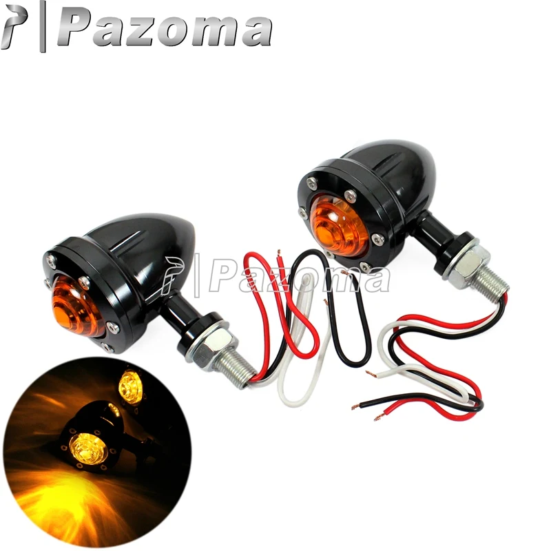 

10mm LED Motorcycle Black/Chrome Turn Signal Light Blinker For Harley Cruiser Chopper Bobber Cafe Racer Amber Indicator Lamp