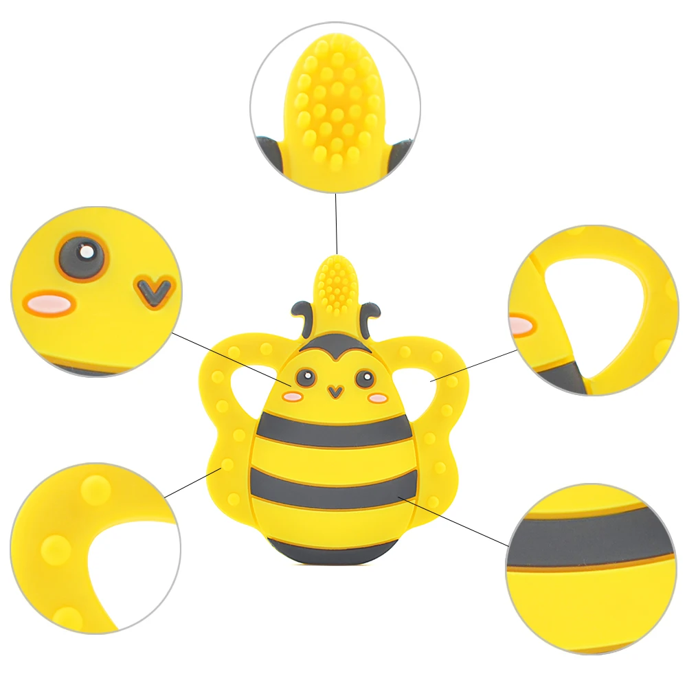 LOFCA 1PC Silicone Bee Toothbrush Teether BPA Free Baby Chew Toy Pendant Food Grade Nursing Necklace Accessory | Мать и ребенок
