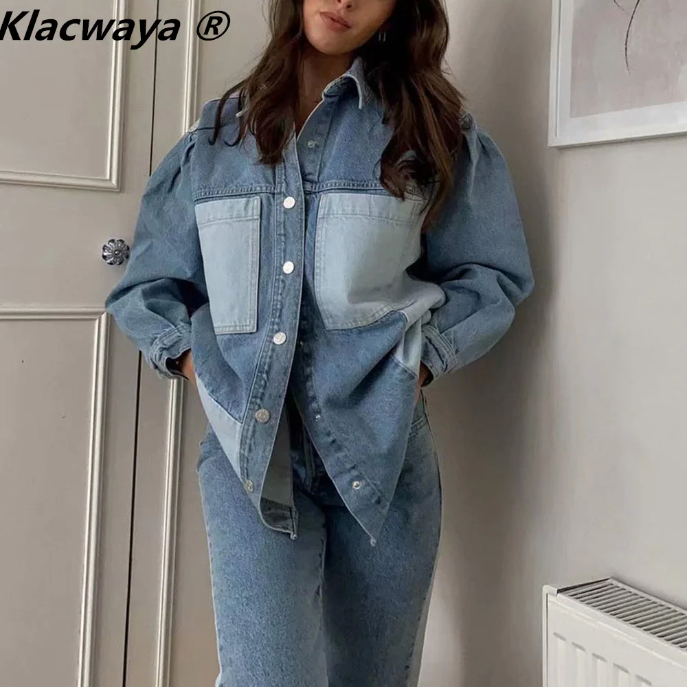 Klacwaya 2021 Women Fashion Color Block Denim Jacket Vintage Patchwork Lapel Long Sleeve Female Casual Street Outerwear 
Klacwaya 2021 Women Fashion Color Block Denim Jacket Vintage Patchwork Lapel Long Sleeve Female Casual Street Outerwear