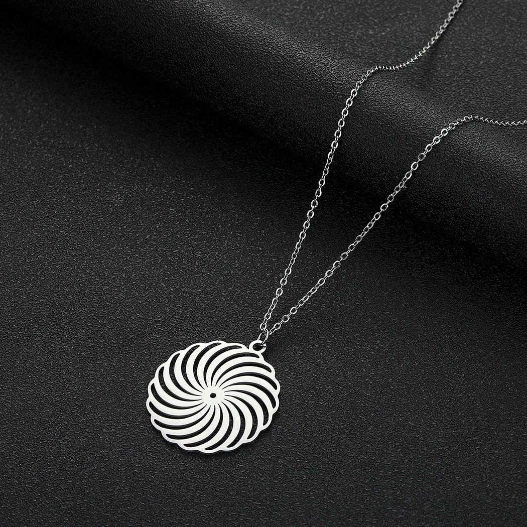 

Cxwind Stainless Steel Circle Spiral Pendant Necklace Statement Choker Charm Geometric Jewelry for Women Round Necklace Gift