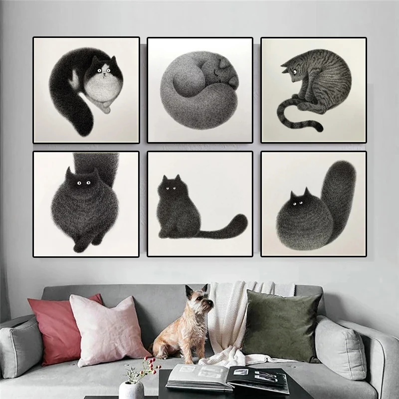 Modern Cute Cat Canvas Painting Black And White Animal Posters And Prints Wall Art Pictures For Living Room Home Decor Cuadros
Modern Cute Cat Canvas Painting Black And White Animal Posters And Prints Wall Art Pictures For Living Room Home Decor Cuadros