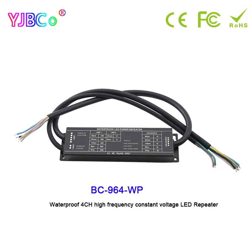Bincolor 4CH Waterproof LED Power Repeater DC 5V 12V 24V high frequency PWM signal RGBW LED Controller expansion BC-964-WP
Bincolor 4CH Waterproof LED Power Repeater DC 5V 12V 24V high frequency PWM signal RGBW LED Controller expansion BC-964-WP