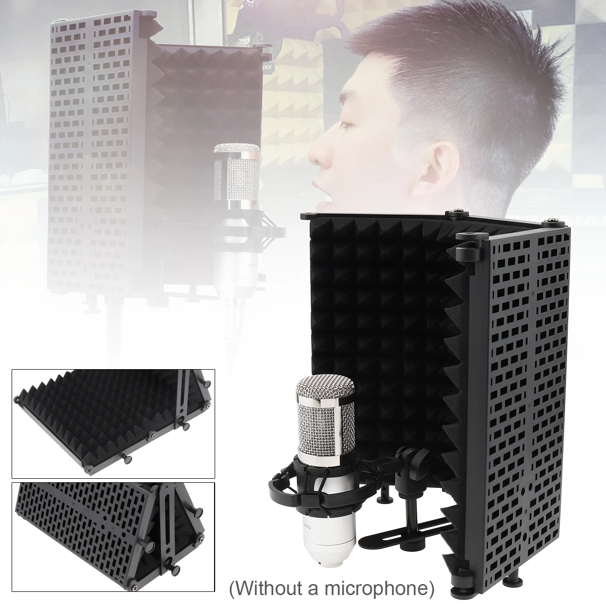 Metal Microphone Isolation Shield 3-Panel Wind Screen Foldable 3/8" and 5/8" Threaded Absorbing Foam for Live Broadcast
Metal Microphone Isolation Shield 3-Panel Wind Screen Foldable 3/8" and 5/8" Threaded Absorbing Foam for Live Broadcast