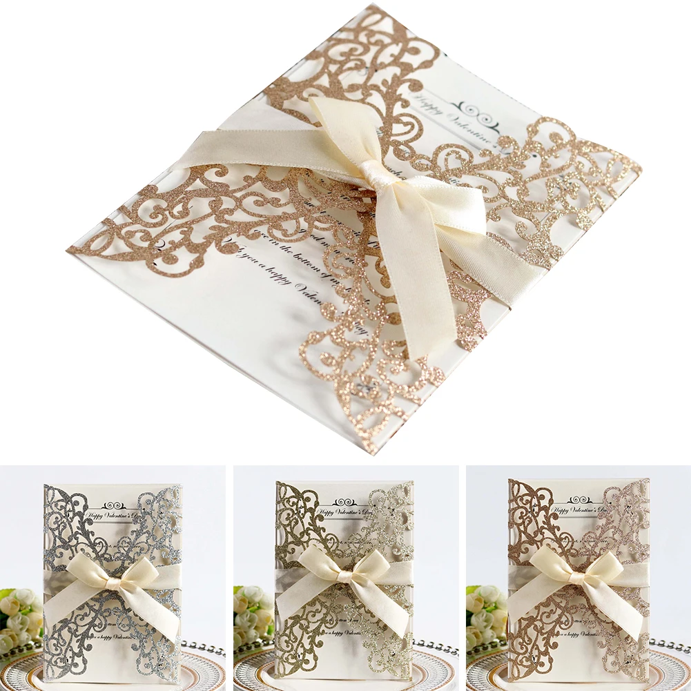 Cover With Ribbon Bowknot DIY Wedding Party Invitation Card Holiday Engagement Glitter Hollowed Out European Style Greeting
Cover With Ribbon Bowknot DIY Wedding Party Invitation Card Holiday Engagement Glitter Hollowed Out European Style Greeting