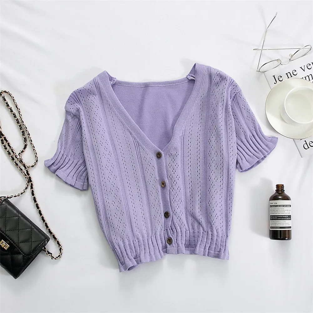 Abrini Summer Green T-shirts Female V-Neck Button Up Tees Short Sleeve Hollow Out Tops 2021 Summer T-Shirts Butterfly Sleeve
Abrini Summer Green T-shirts Female V-Neck Button Up Tees Short Sleeve Hollow Out Tops 2021 Summer T-Shirts Butterfly Sleeve