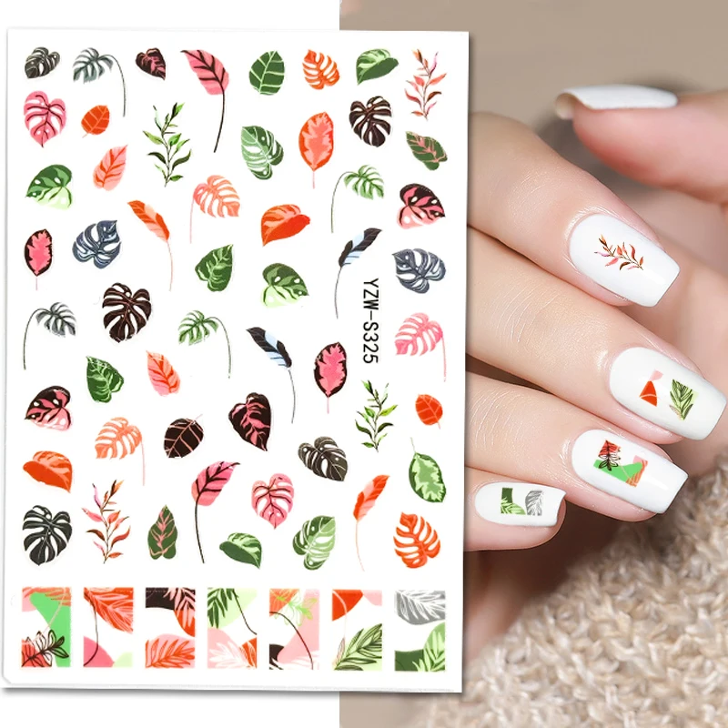 1sheet Nail Sticker Leaf Design Manicure Stickers For Nails