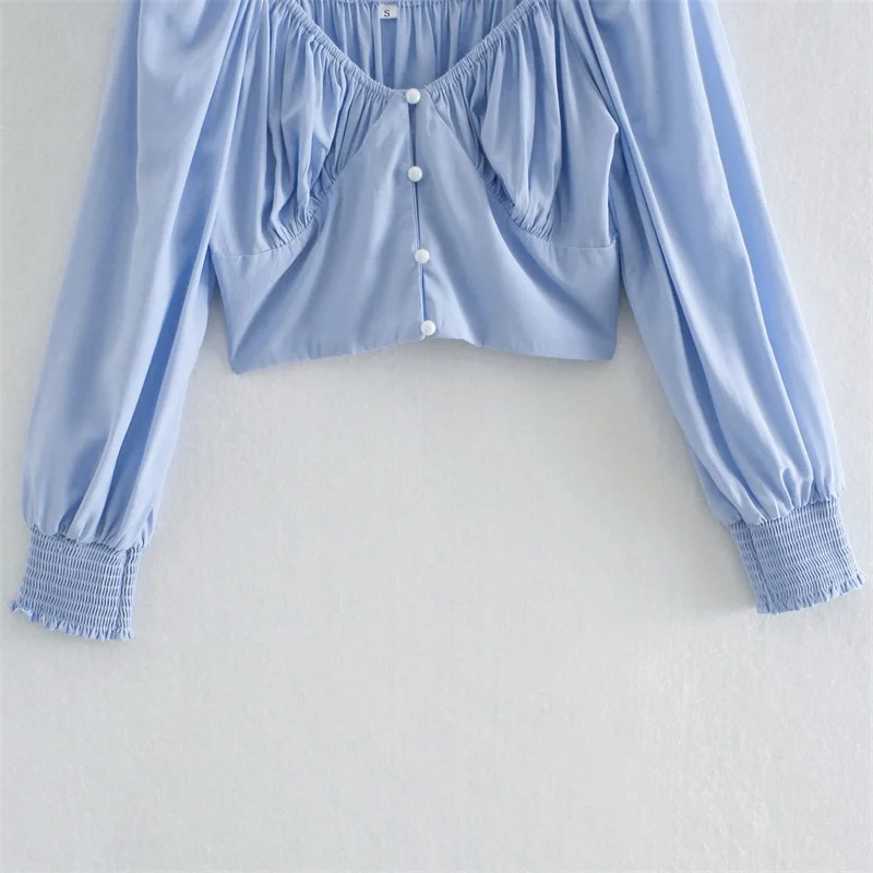 MESTTRAF Women 2021 Sexy Fashion With Buttons Cropped Blouses Vintage Square Collar Long Sleeve Female Shirts
MESTTRAF Women 2021 Sexy Fashion With Buttons Cropped Blouses Vintage Square Collar Long Sleeve Female Shirts