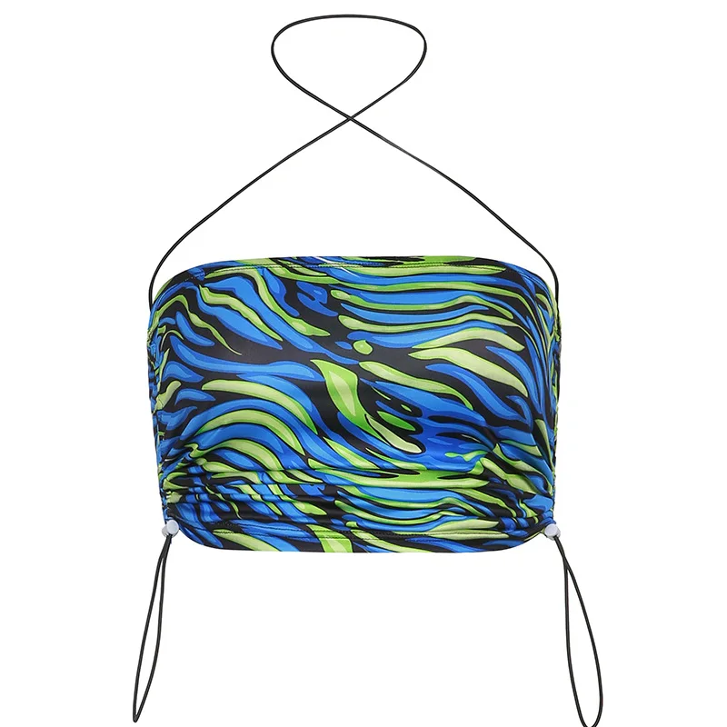 Street trend women's print contrast Halter drawstring short open back Halter vest 2021 NEW
Street trend women's print contrast Halter drawstring short open back Halter vest 2021 NEW