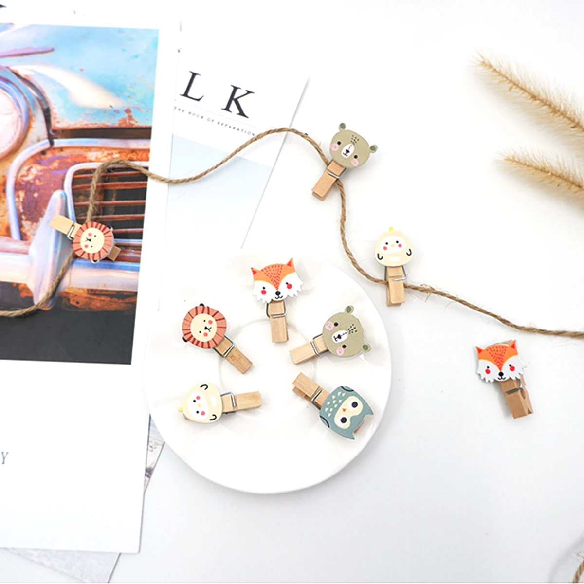 10 Pcs Kawaii Owl Bear Lion Wooden Clip Photo Craft DIY Clips With Hemp Rope Clothespin Craft Decoration Clips Pegs
10 Pcs Kawaii Owl Bear Lion Wooden Clip Photo Craft DIY Clips With Hemp Rope Clothespin Craft Decoration Clips Pegs