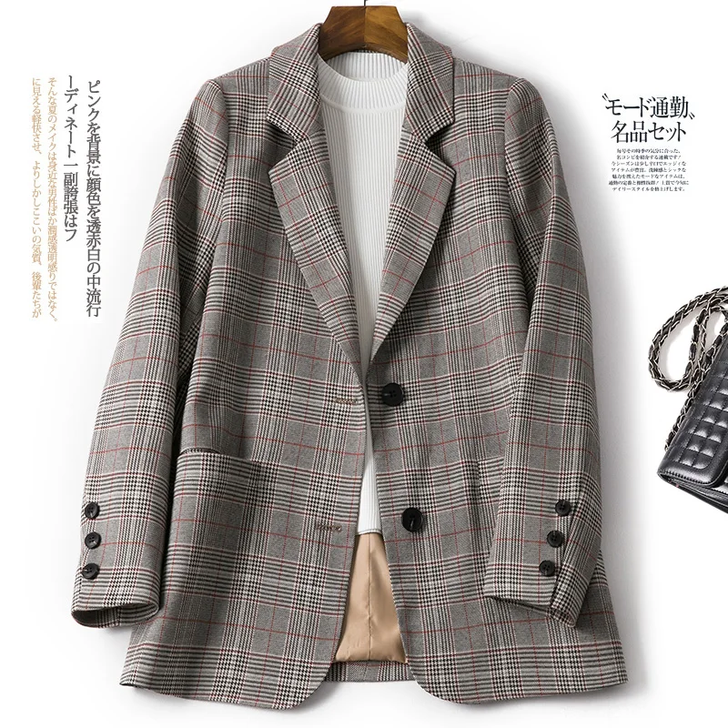 fashion Women's Plaid suit jacket female spring Korean loose casual British wind suit thin women blazers jackets blazer feminino
fashion Women's Plaid suit jacket female spring Korean loose casual British wind suit thin women blazers jackets blazer feminino