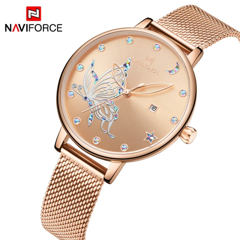 NAVIFORCE Quartz Gold Watch Women Watches Lady Waterproof Wristwatch Womens Bracelet Female Clock Relogio Feminino Montre Femme
NAVIFORCE Quartz Gold Watch Women Watches Lady Waterproof Wristwatch Womens Bracelet Female Clock Relogio Feminino Montre Femme