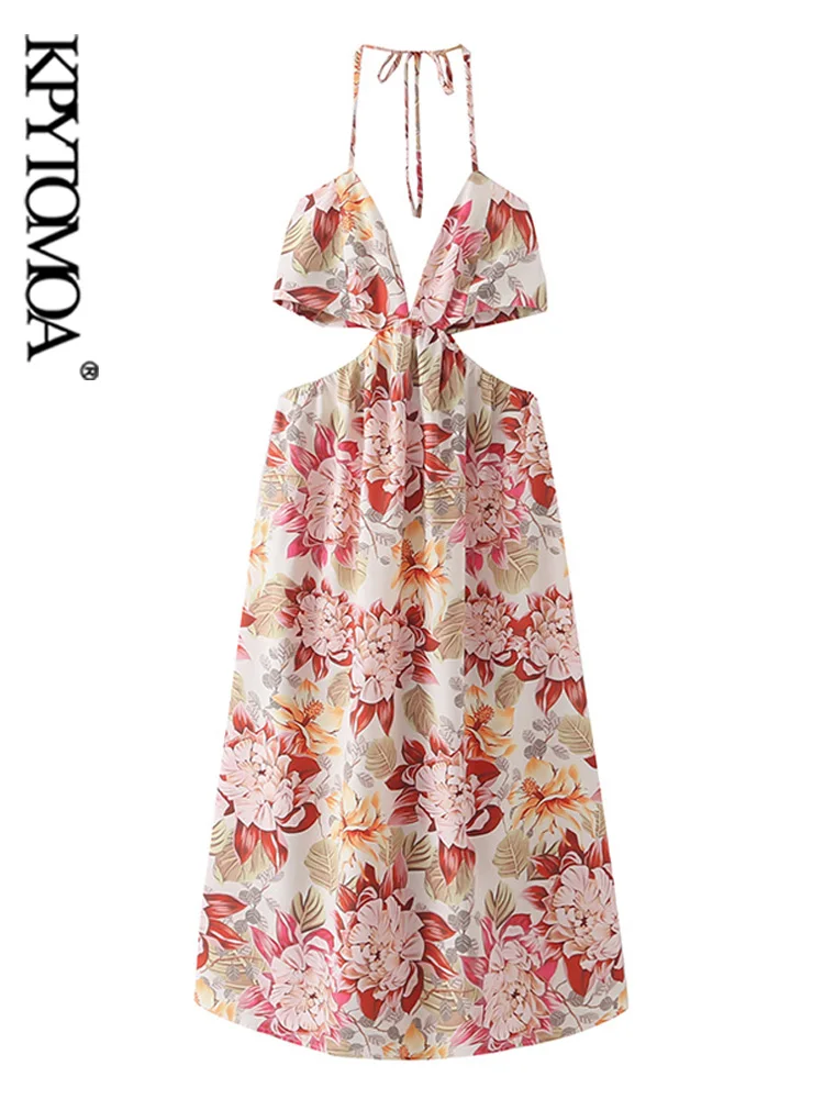 KPYTOMOA Women Fashion Floral Print Hollow Out Midi Dress Vintage Backless Bow Tied Thin Straps Female Dresses Vestidos Mujer
KPYTOMOA Women Fashion Floral Print Hollow Out Midi Dress Vintage Backless Bow Tied Thin Straps Female Dresses Vestidos Mujer