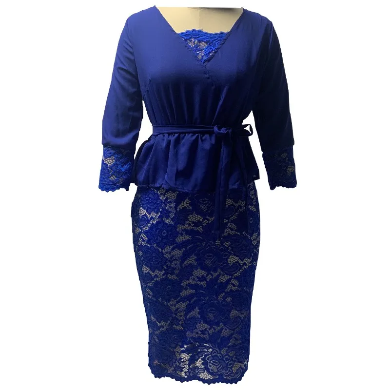 Elegant V-neck Collar Dress Women 2021 Spring Casual Plus Size Female 3/4 Sleeve Offcie Lady Lace Patchwork Party Pencil Dresses
Elegant V-neck Collar Dress Women 2021 Spring Casual Plus Size Female 3/4 Sleeve Offcie Lady Lace Patchwork Party Pencil Dresses