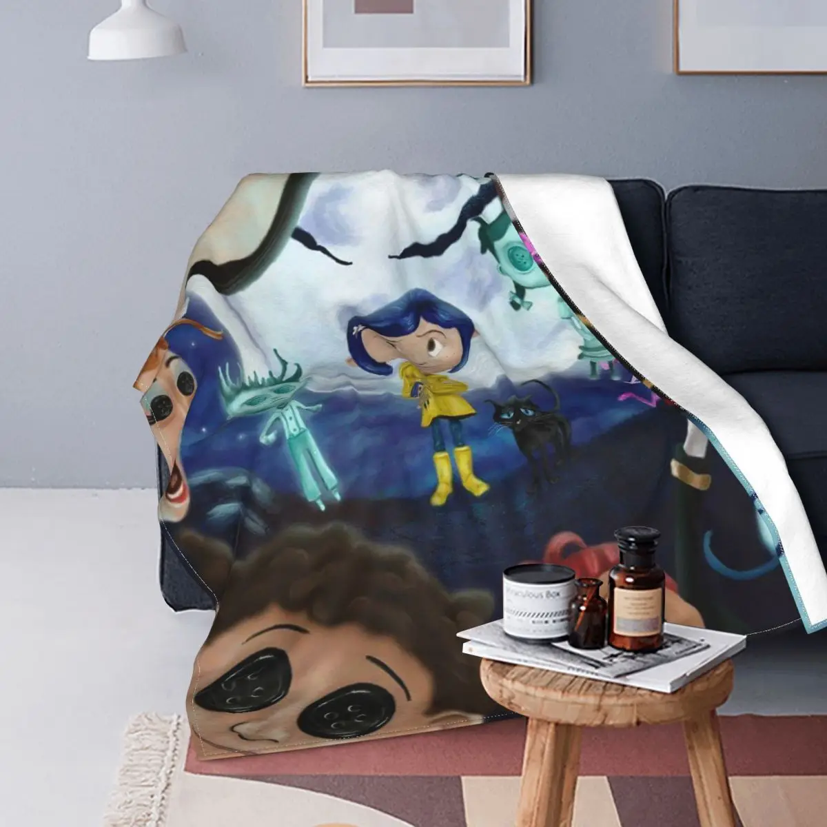 

Coraline The Secret Door Flannel Blanket Fantasy Animation Horror Girl Awesome Throw Blanket for Bed Sofa Couch Plush Thin Quilt