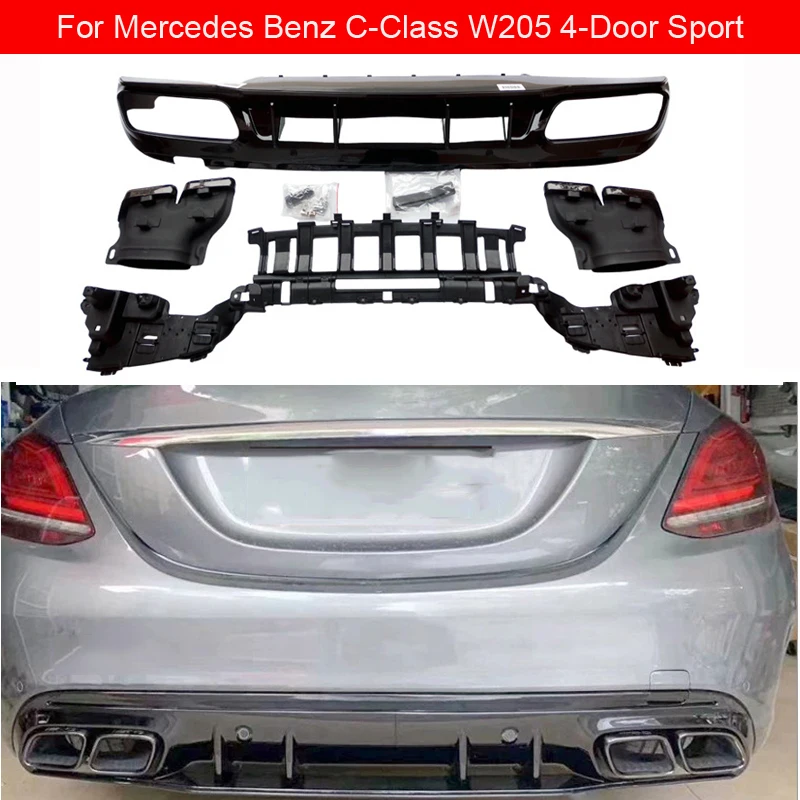 W205 Rear Bumper Lip Diffuser with Exhaust Pipes Fit for Mercedes Benz C-class W205 Sport Style C180 C200 C250 C300 2015-2019
W205 Rear Bumper Lip Diffuser with Exhaust Pipes Fit for Mercedes Benz C-class W205 Sport Style C180 C200 C250 C300 2015-2019