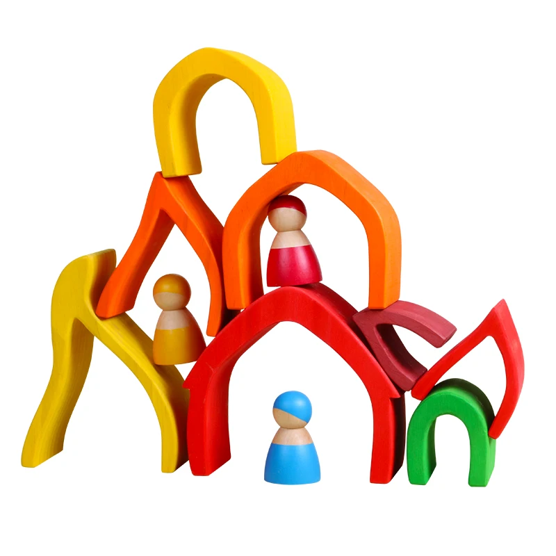 Детские игрушки деревянные блоки Радужный стекер игрушка для детей креативные
