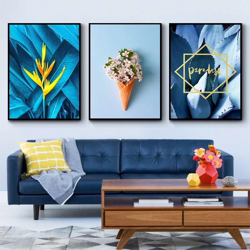 Geometric Blue Style Plant Leaves Flower Succulent Yellow Letters Canvas Painting Wall Picture Poster For Living Room Decoration
Geometric Blue Style Plant Leaves Flower Succulent Yellow Letters Canvas Painting Wall Picture Poster For Living Room Decoration