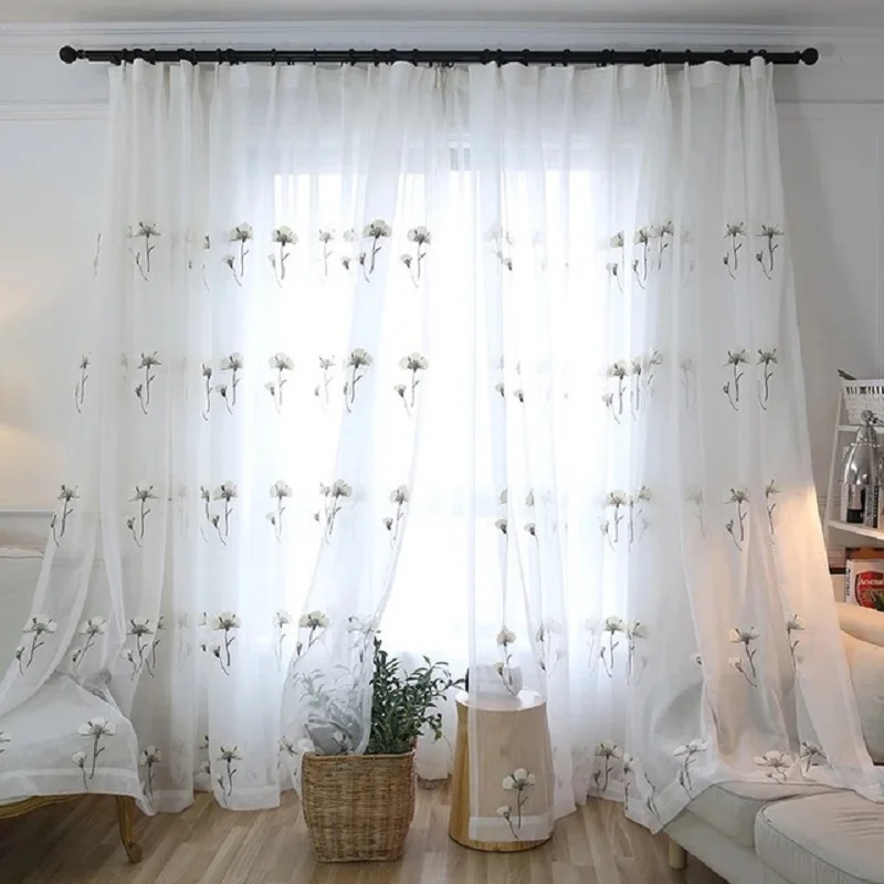 

Dandelion Floral Embroidered Tulle Sheer Curtains For Living Room Voile Window Curtains For Bedroom Children Organza Curtains D