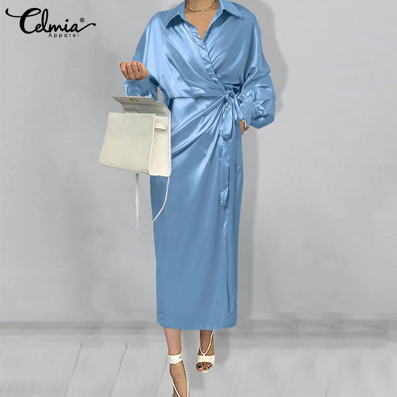 Celmia Casual Lapel Robe Longue 2021 Women's Fashion Bandage Satin OL Midi Dress Elegant Ladies Long Bat Sleeve Wrapped Vestidos
Celmia Casual Lapel Robe Longue 2021 Women's Fashion Bandage Satin OL Midi Dress Elegant Ladies Long Bat Sleeve Wrapped Vestidos