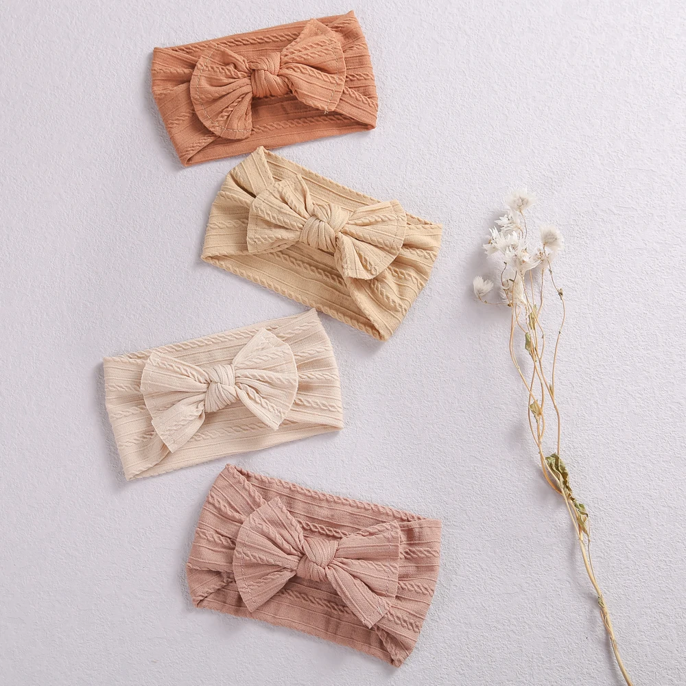 

Wide Baby Nylon Newborn Headband Knotted Bow Hair Band Braid Bows Baby Hair Accessories for Infants 32 Colors JFNY099