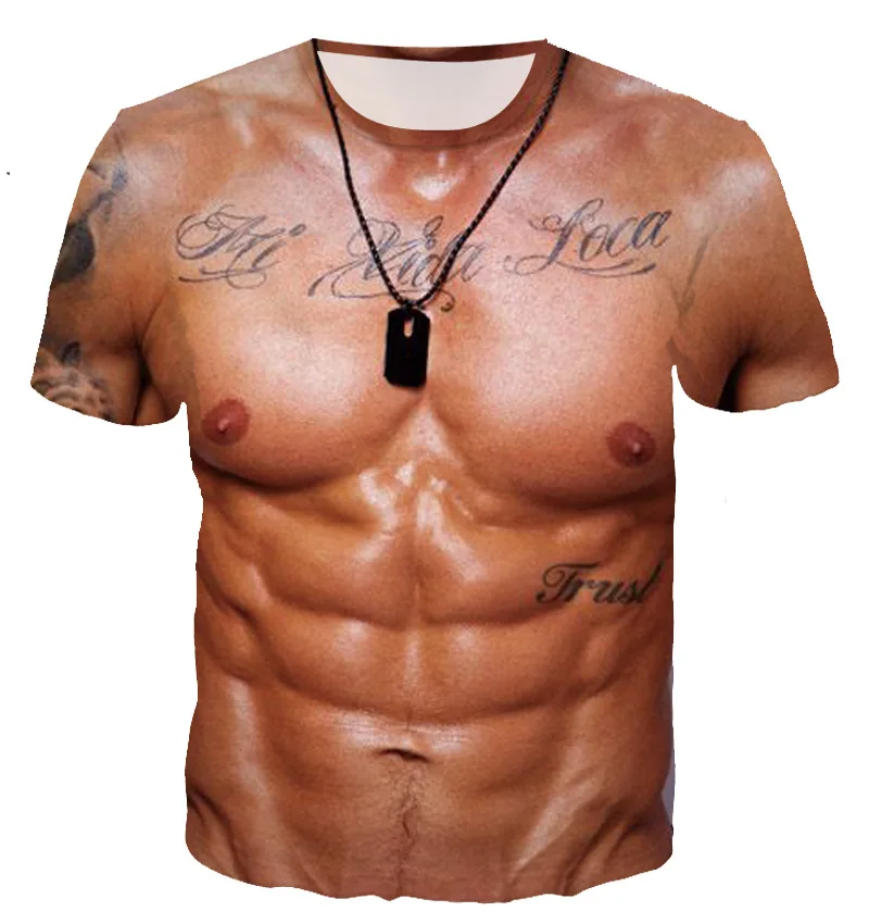 New summer Europe and the United States 3D muscle men short sleeve T-shirt realistic men fashion trend personality hip-hop
New summer Europe and the United States 3D muscle men short sleeve T-shirt realistic men fashion trend personality hip-hop