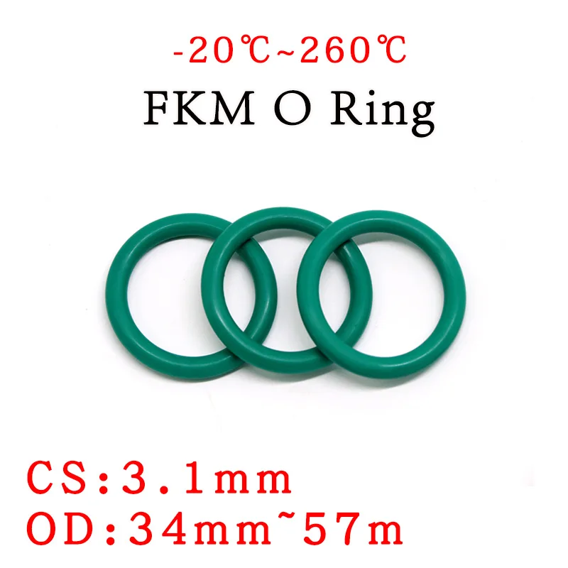 10pcs CS 3.1mm OD 34~57mm Green FKM Fluorine Rubber O Ring Sealing Gasket O Ring Oil High Temperature Resistance Green
10pcs CS 3.1mm OD 34~57mm Green FKM Fluorine Rubber O Ring Sealing Gasket O Ring Oil High Temperature Resistance Green