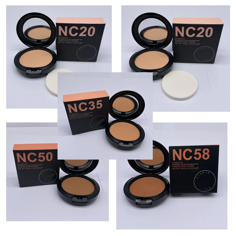 

High Quality 2Pcs/lot Face Studio Powder Plus Foundation Fond De Teint Pouder 0.52 oz/15g 12 Color Pick