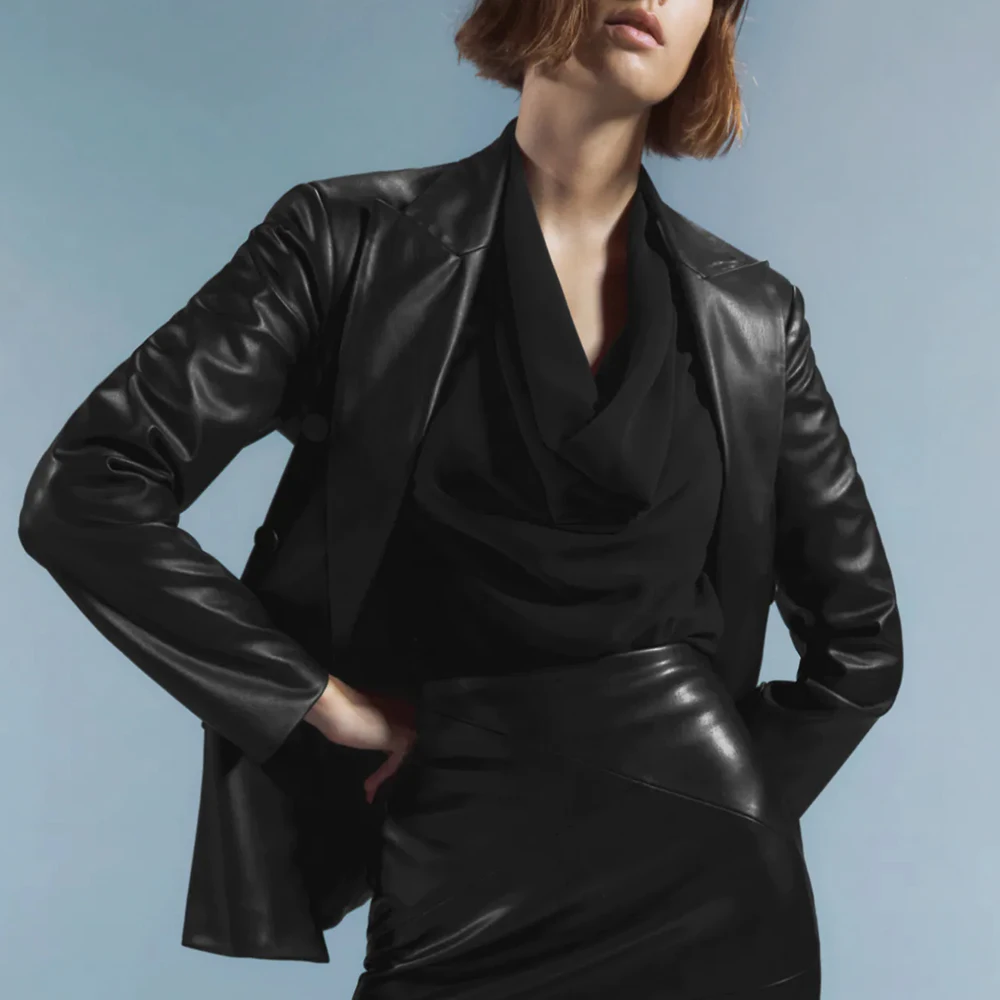 Женская драпированная блузка Za, однотонная черная блузка с длинным рукавом и воротником-стойкой, Осень-зима 2021 
Женская драпированная блузка Za, однотонная черная блузка с длинным рукавом и воротником-стойкой, Осень-зима 2021