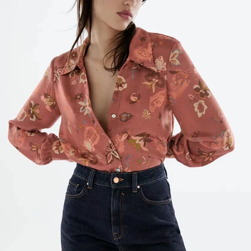 WXWT Women Print Button-up Blouses Turn Down Collar Long Sleeve Shirts Female Fashion Casual Tops CD8318
WXWT Women Print Button-up Blouses Turn Down Collar Long Sleeve Shirts Female Fashion Casual Tops CD8318