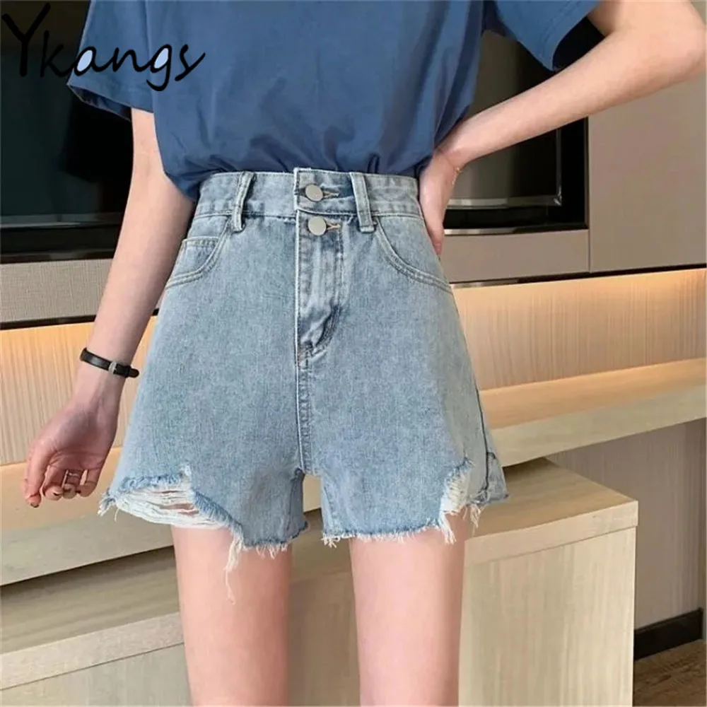 Double-Breasted Ripped Hole High-Waisted Denim Shorts Korean Fashion Basic Short Jeans 2021 Harajuku Summer Women'S Hot Pants
Double-Breasted Ripped Hole High-Waisted Denim Shorts Korean Fashion Basic Short Jeans 2021 Harajuku Summer Women'S Hot Pants