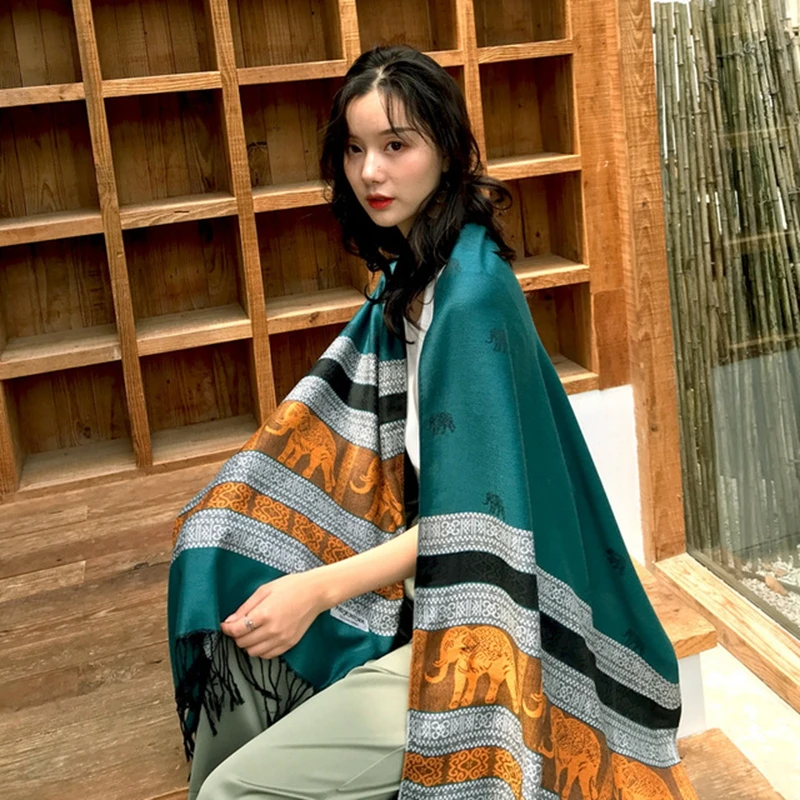 

Nepal Ethical Style 2019 brand New women scarf Autumn winter warm Printing scarves for lady shawls and wraps Fringe long bandana