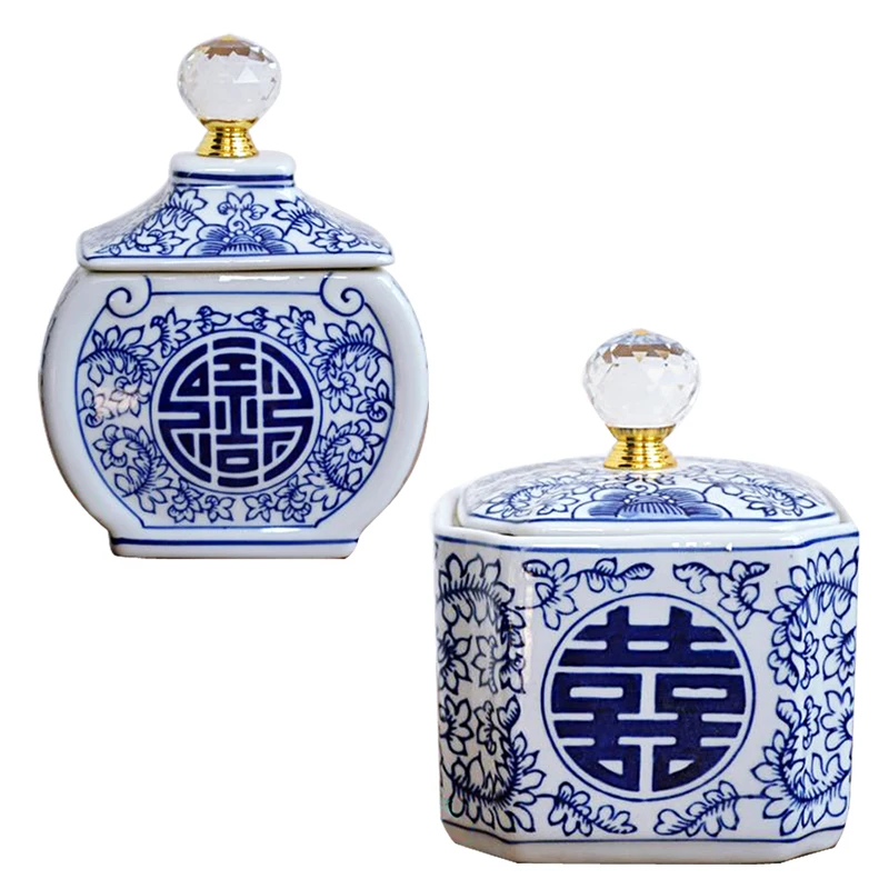 Antique Ceramic Jar With Diamond Lid Tank Vase Blue And White Hat-covered Jar Ornament Creative Gift
Antique Ceramic Jar With Diamond Lid Tank Vase Blue And White Hat-covered Jar Ornament Creative Gift
