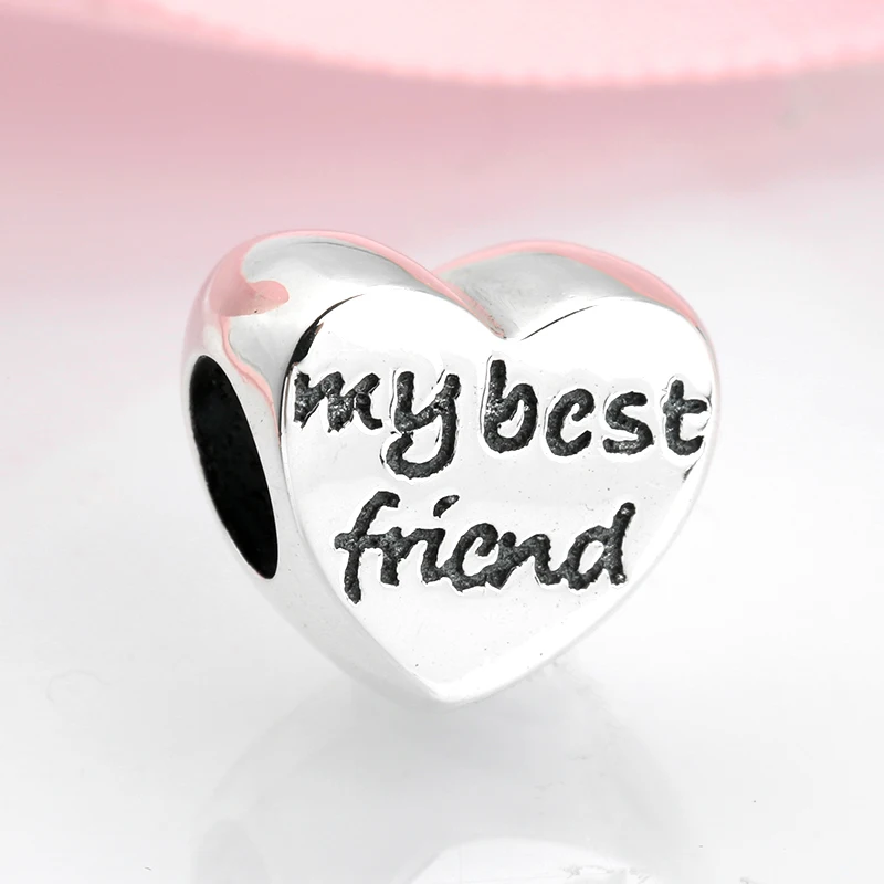 New 925 Sterling Silver heart Shape MY BEST FRIEND fine Beads accessories Jewelry making fit Original Mikiwuu Charms Bracelet | Украшения и